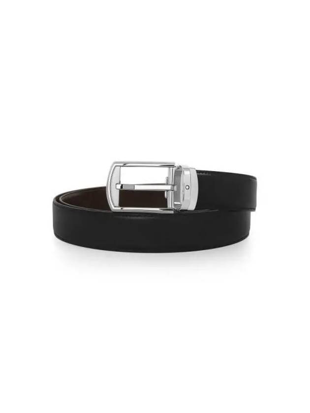 Pin Buckle Reversible Leather Belt Black Brown - MONTBLANC - BALAAN 3