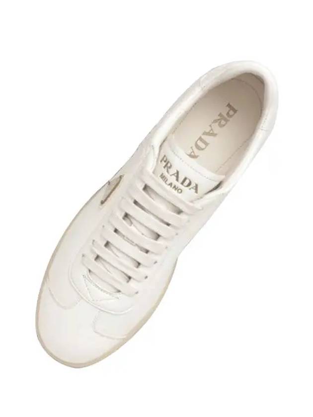 Triangle Logo Lane Leather Low-Top Sneakers Ivory - PRADA - BALAAN 4