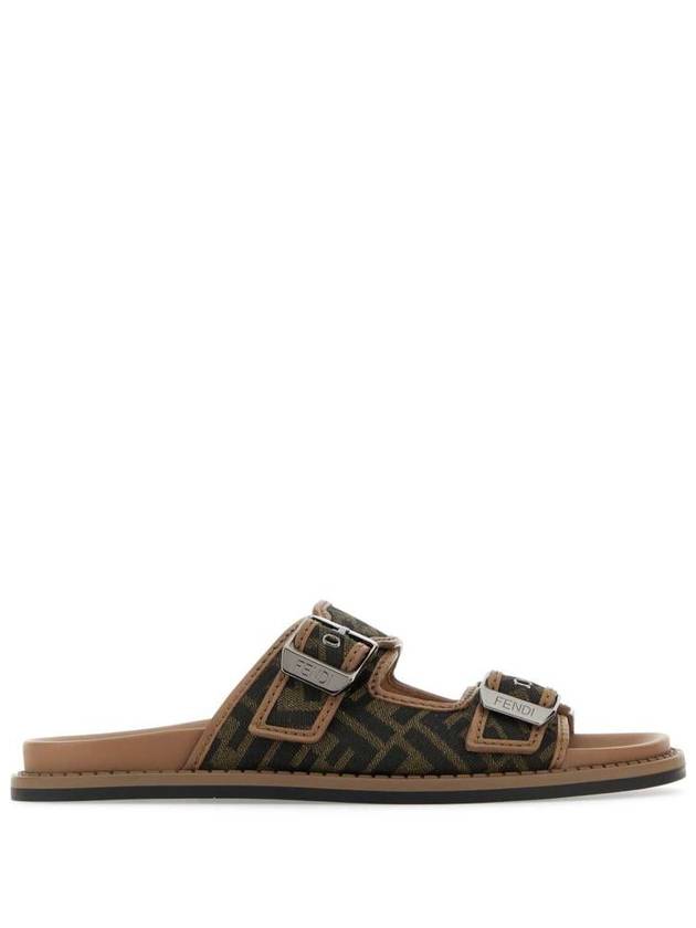 Men's Peel Jacquard Fabric Sandals Brown - FENDI - BALAAN 2