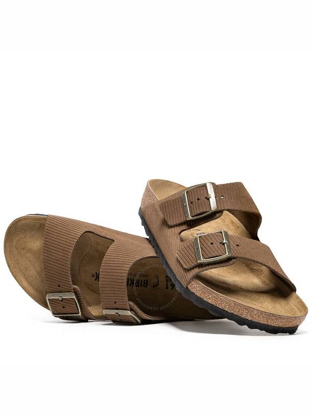 Birkenstock Men's Dark Tea Suede Leather Embossed Slides Brand Size 41 US Size 8 - BIRKENSTOCK - BALAAN 3