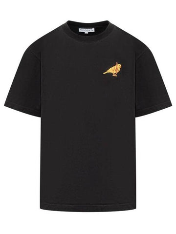 Canary Embroidered Short Sleeve T-Shirt Black - JW ANDERSON - BALAAN 1