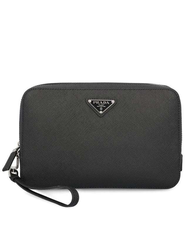 Triangle Logo Clutch Bag Black - PRADA - BALAAN 1