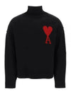 Intarsia Heart Logo Turtleneck Black - AMI - BALAAN 2