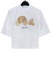 Women's Bear Print Crop Short Sleeve T-Shirt White - PALM ANGELS - BALAAN 2