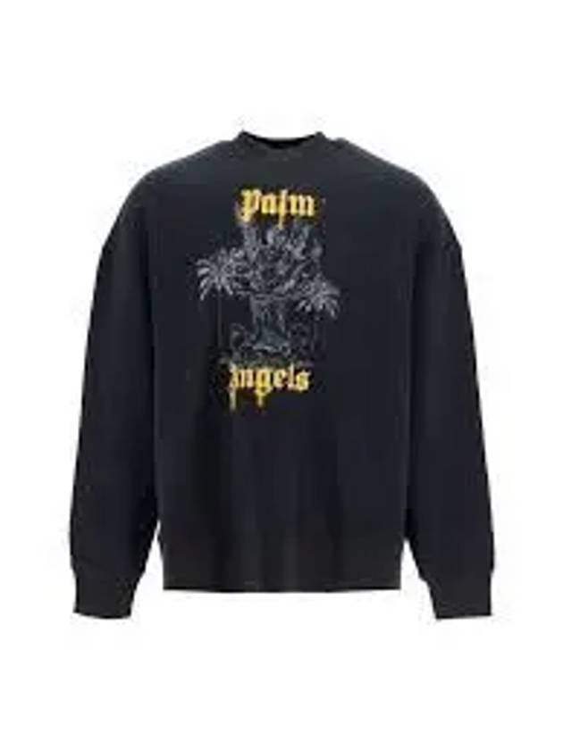 Logo Print Cotton Sweatshirt Black - PALM ANGELS - BALAAN 2