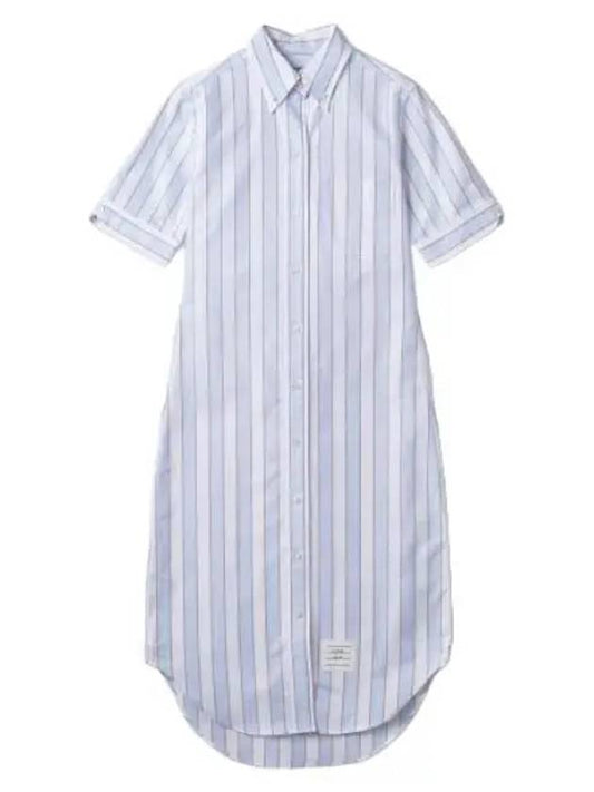 Awning striped Oxford short sleeve shirt dress light blue - THOM BROWNE - BALAAN 1