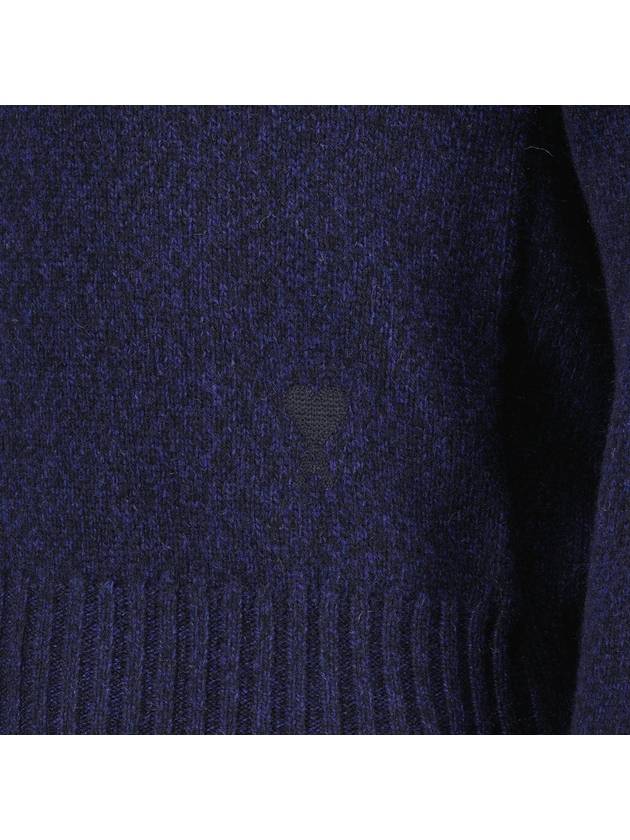 Heart Logo Cashmere Knit Top Navy - AMI - BALAAN 4