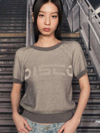 DISCO twotone short sleeve knit gray - HIGH SCHOOL DISCO - BALAAN 1