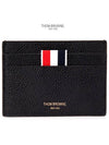 Pebble Grain Leather Stripe Single Card Wallet Black - THOM BROWNE - BALAAN 2