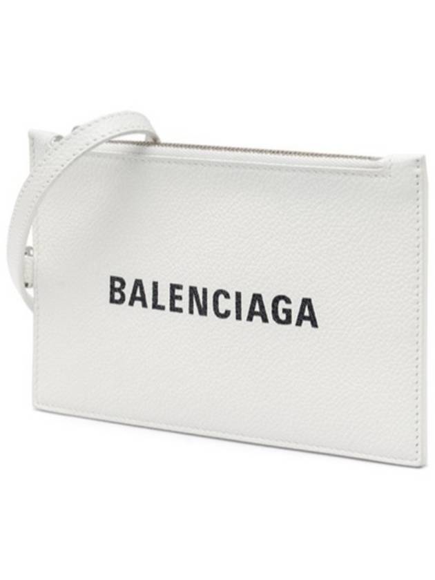 Cash Logo Strap Double Pouch Strap Card Wallet White - BALENCIAGA - BALAAN 4