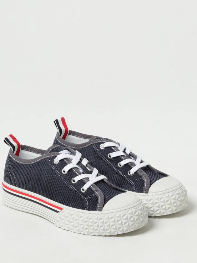 Cotton Lace-Up Low Top Sneakers Navy - THOM BROWNE - BALAAN 3