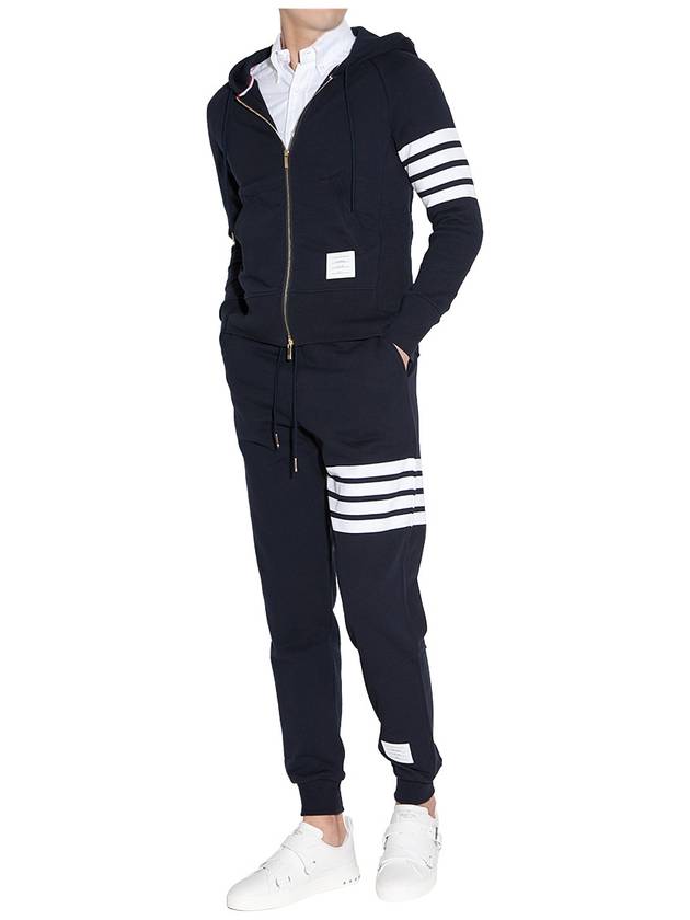 Engineered 4 Bar Diagonal Zip Up Hoodie Navy - THOM BROWNE - BALAAN 6