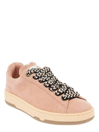 'Lite Curb' Pink Low Top Sneakers With Oversized Multicolor Laces In Suede Woman - LANVIN - BALAAN 2