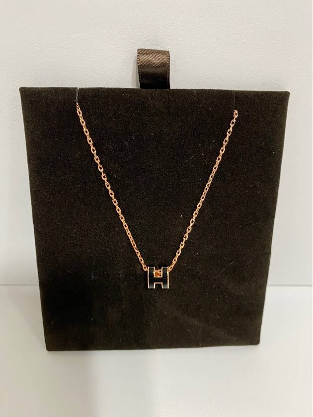 Mini Pop H Pendant Rose Gold & Noir - HERMES - BALAAN 10