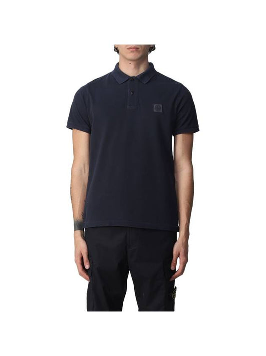 Logo Wappen Short Sleeve PK Shirt Navy - STONE ISLAND - BALAAN.