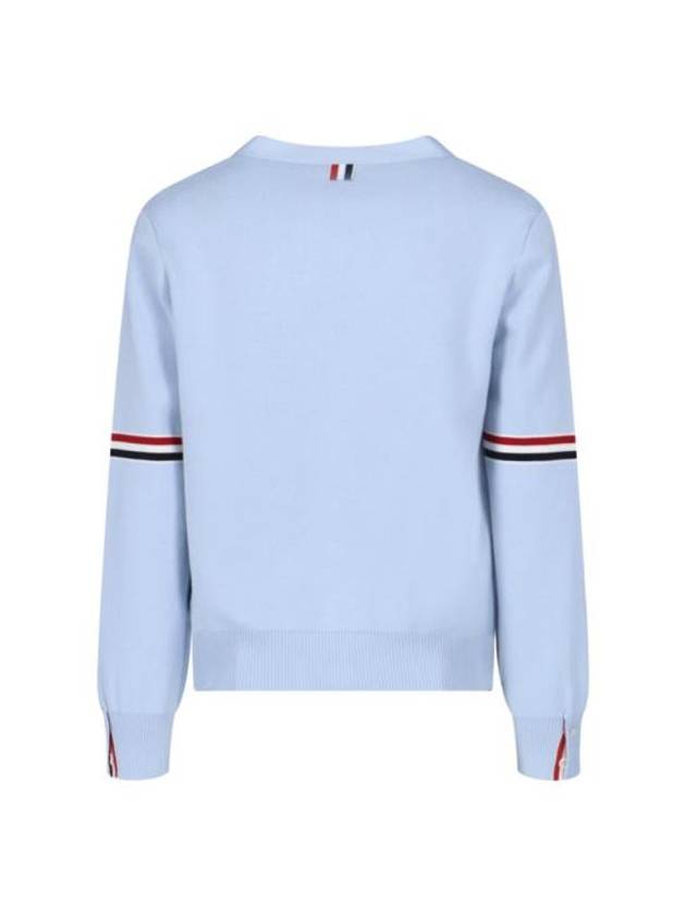 Milano Stitch Sprite Armband Cotton V-neck Cardigan Light Blue - THOM BROWNE - BALAAN 4