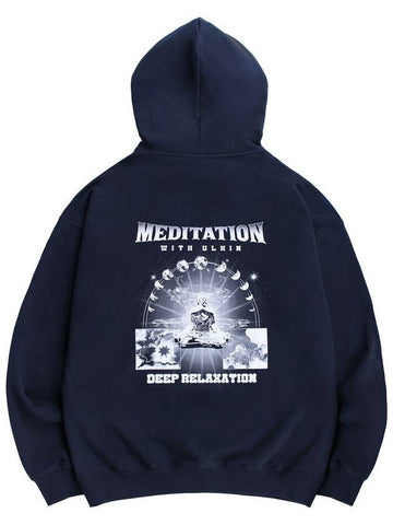 Meditation Graphic Oversized HoodieNavy - ULKIN - BALAAN 1