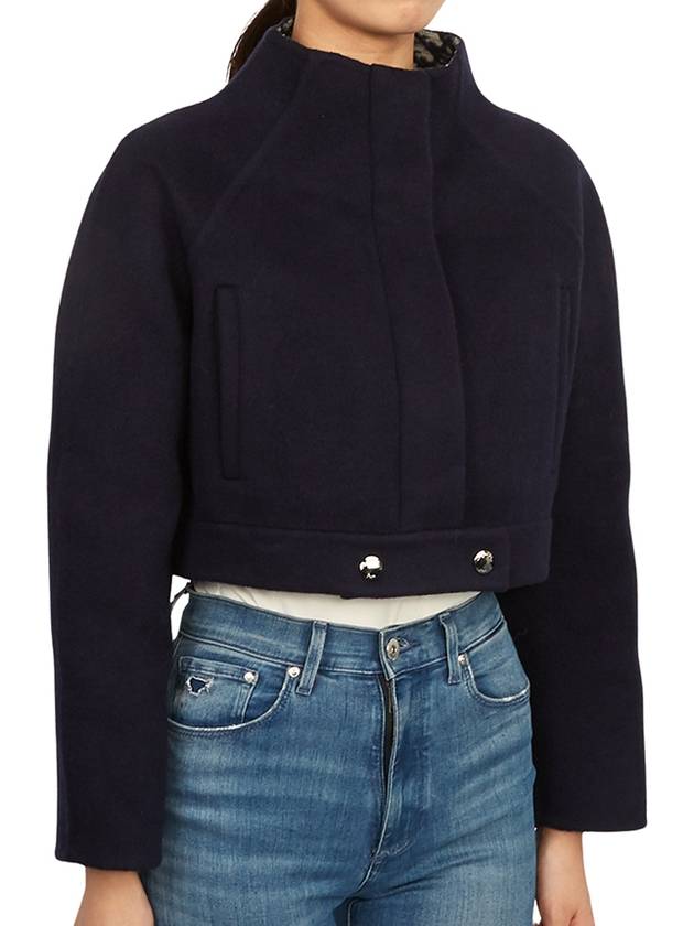 Double-Sided Virgin Wool Cropped Jacket Navy - DIOR - BALAAN 5