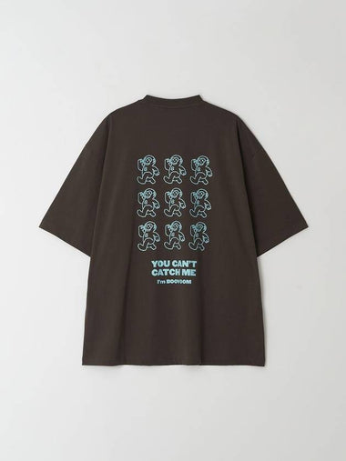 Nine Runners Oversized Fit Short Sleeve T-Shirt Brown - BOOVOOM - BALAAN 1