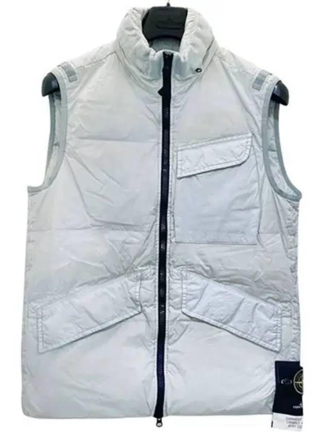 Garment Dyed Crinkle Reps Nylon Down Vest Light Grey - STONE ISLAND - BALAAN 2