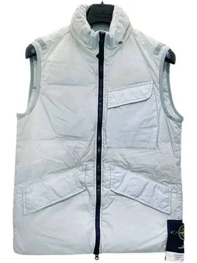 Garment Dyed Crinkle Reps Nylon Down Vest Light Grey - STONE ISLAND - BALAAN 2