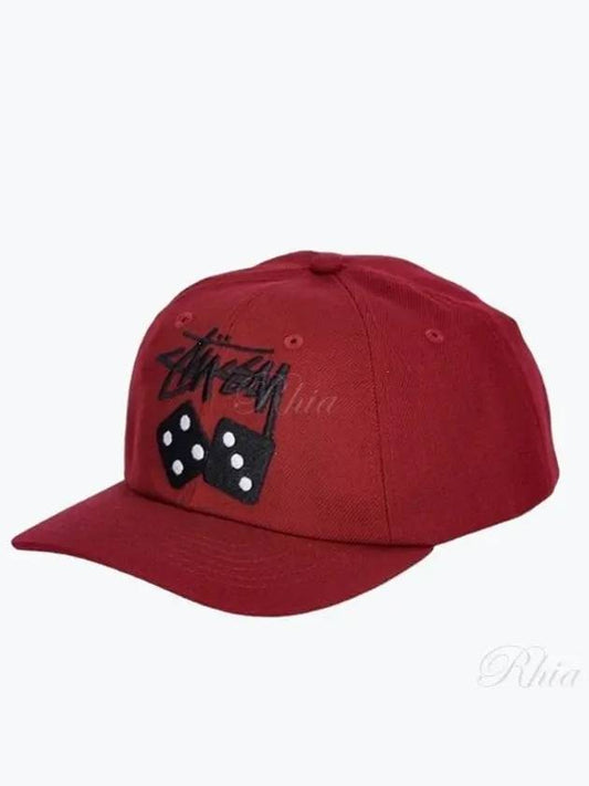 1311136 Maroon Low Pro Stock Dice Snapback - STUSSY - BALAAN 1