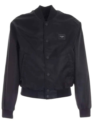 Men's Logo Plate Nylon Bomber Jacket Black - DOLCE&GABBANA - BALAAN 1