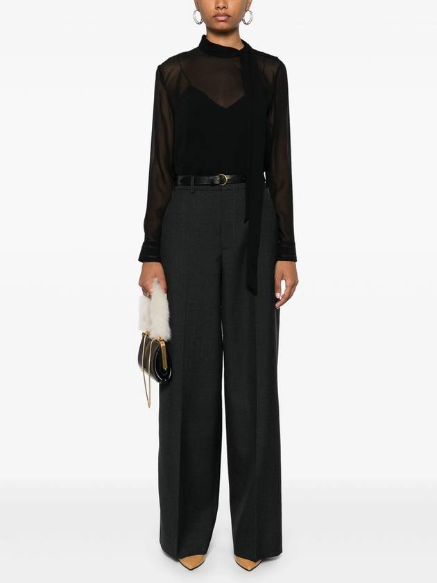 Wool Gabardine Wide Pants Dark Grey - GUCCI - BALAAN 3