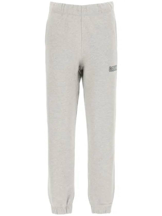 Side Logo Cotton Jogger Track Pants Grey - GANNI - BALAAN 1