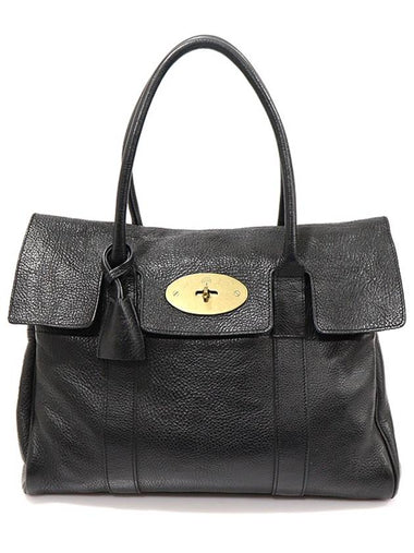 HH5988 Black leather gold plated Bayswater medium tote bag - MULBERRY - BALAAN 1