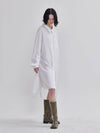 double sleeve detail tencel white shirt type dress white - LIE - BALAAN 6