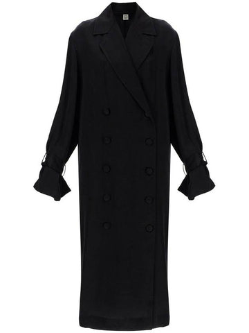 black satin viscose trench dress - TOTEME - BALAAN 1