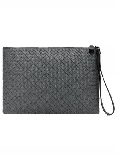 Intrecciato Strap Clutch Bag Grey - BOTTEGA VENETA - BALAAN 2