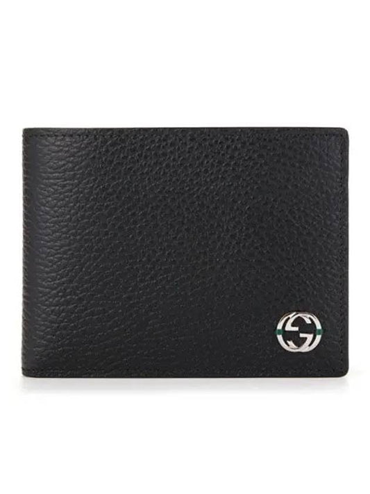 GG Interlocking Two Tone Half Wallet Black Green - GUCCI - BALAAN 1