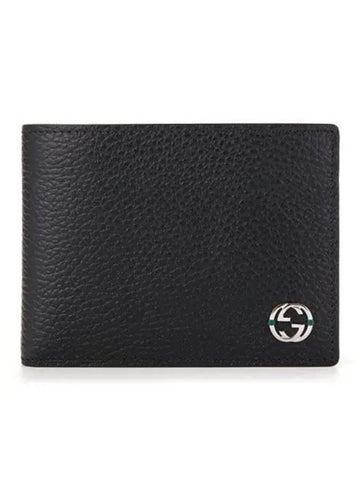 GG Interlocking Two Tone Half Wallet Black Green - GUCCI - BALAAN 1