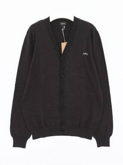 Joe Logo Embroidered Wool Cardigan Black - A.P.C. - BALAAN 2