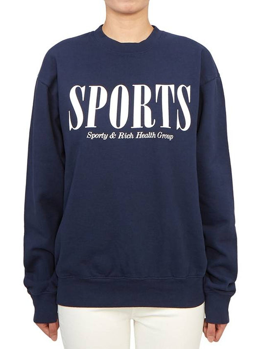 Graphic Print Cotton Sweatshirt Navy - SPORTY & RICH - BALAAN 2