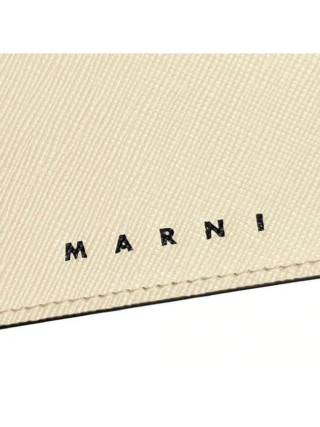 Bicolor Leather Card Wallet Beige - MARNI - BALAAN 5