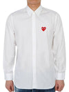 Men's Red Heart Long Sleeve Shirt White - COMME DES GARCONS - BALAAN 2