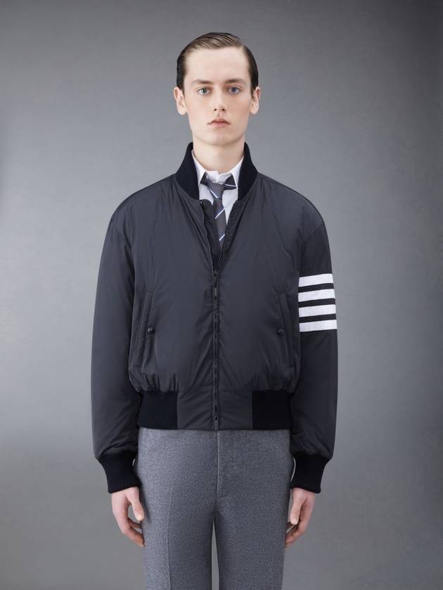 Poly Twill 4-Bar Oversized Knit Down Bomber Jacket Charcoal - THOM BROWNE - BALAAN 11