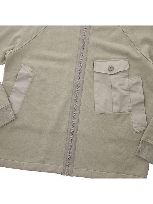 Garment Dyed One-Pocket Cotton Zip Up Hoodie Pale Taupe - TEN C - BALAAN 7