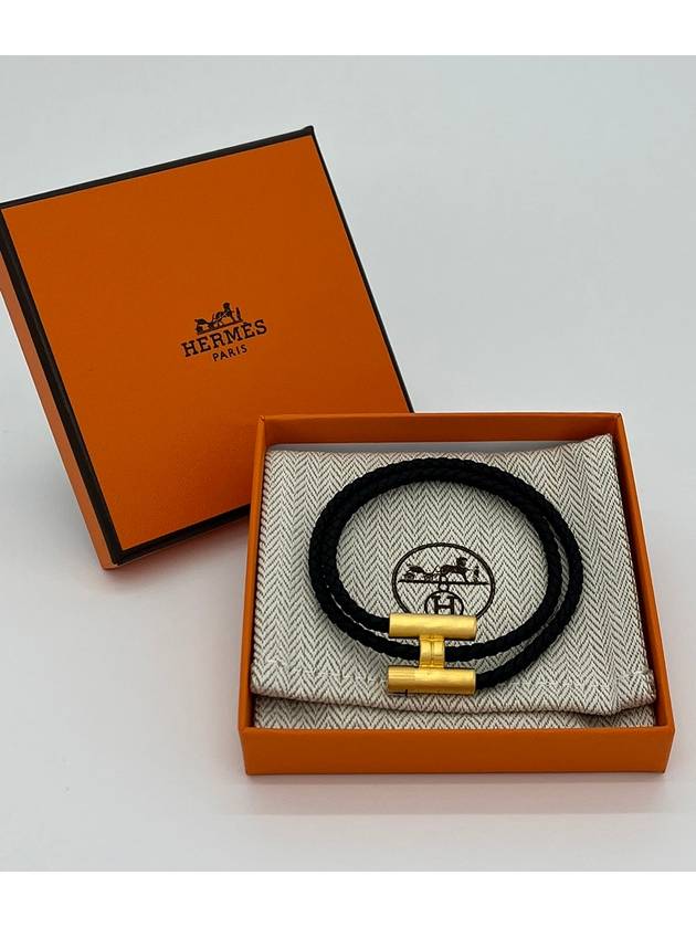 Tunis Tresse Gold Bracelet Noir - HERMES - BALAAN 2