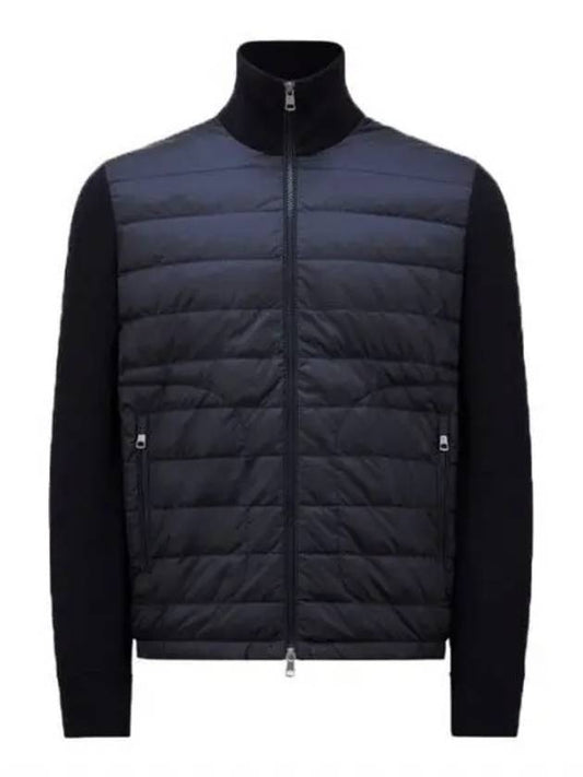 Padded wool cardigan navy blue - MONCLER - BALAAN 2