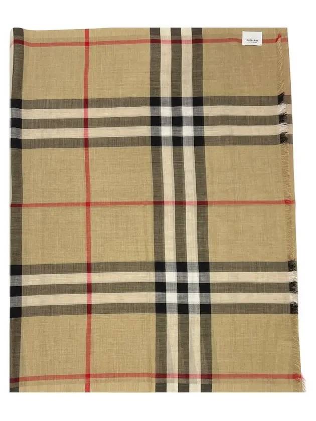 Check Wool Silk Scarf Beige - BURBERRY - BALAAN 4