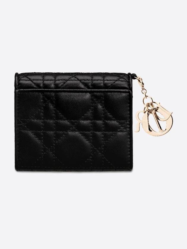 Lady Lotus Cannage Lambskin Half Wallet Black - DIOR - BALAAN 4