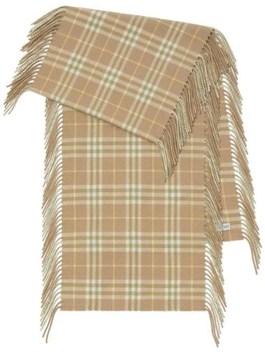 Vintage Check Cashmere Fringe Scarf Beige - BURBERRY - BALAAN 1