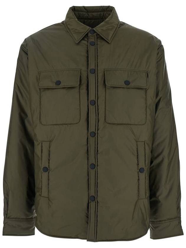 Green Down Filled Jacket With Logo Applied On The Back In Tech Fabric Man - DSQUARED2 - BALAAN 1