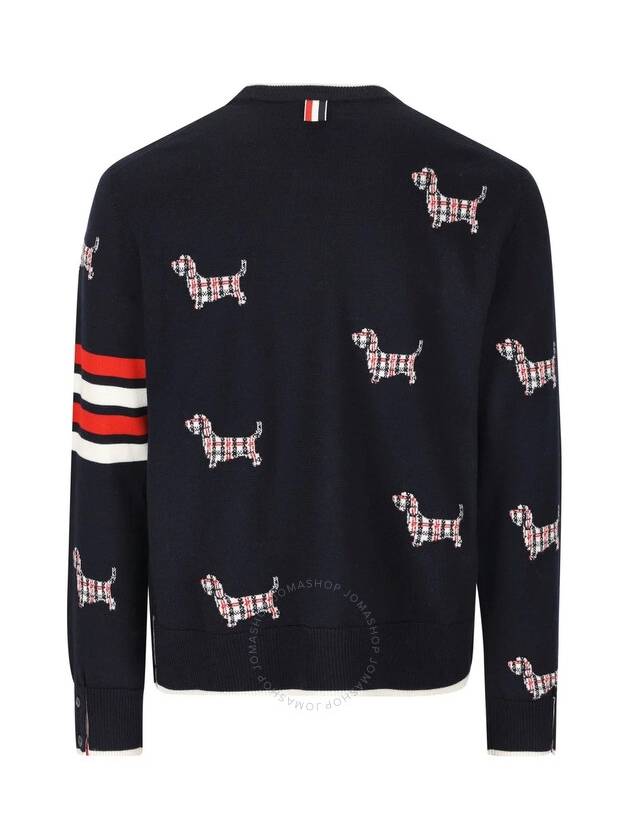 4-Bar Relaxed Hector Pullover Wool Knit Top Navy - THOM BROWNE - BALAAN 3