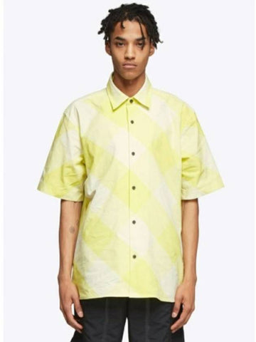 Men's Oversized Check Short Sleeve Shirt Yellow - ACNE STUDIOS - BALAAN 1