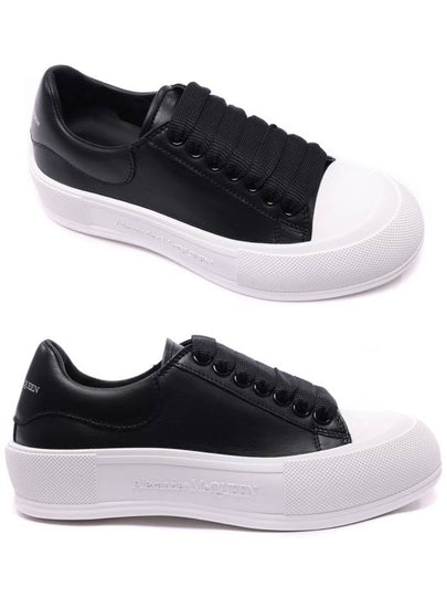 Deck Plimsol Leather Low Top Sneakers Black - ALEXANDER MCQUEEN - BALAAN 2